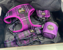 Load image into Gallery viewer, Barkle Purple Tartan Harness
