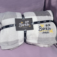 Load image into Gallery viewer, White &amp; Grey Checked Barkle Blankie
