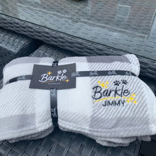 Load image into Gallery viewer, White &amp; Grey Checked Barkle Blankie
