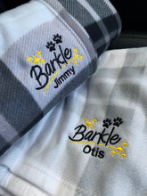 Load image into Gallery viewer, Personalised Light Grey Tartan Barkle Dog Blanket
